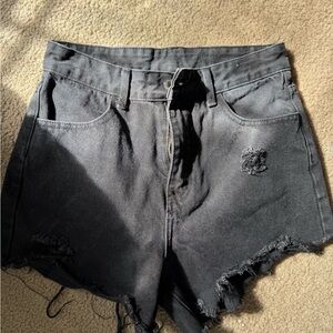 SHEIN Charcoal Distressed Jean Shorts